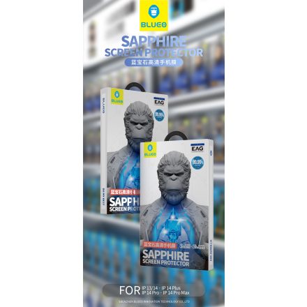 iPhone 13 Pro Max/14 Plus Blueo Exkluzív ESD 2.5D Zafír Üvegfólia - Fekete