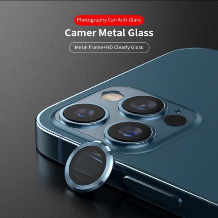 iPhone 14 Pro/14 Pro Max Lito S+ 3D Fém Kamera Védő Üvegfólia - Kék