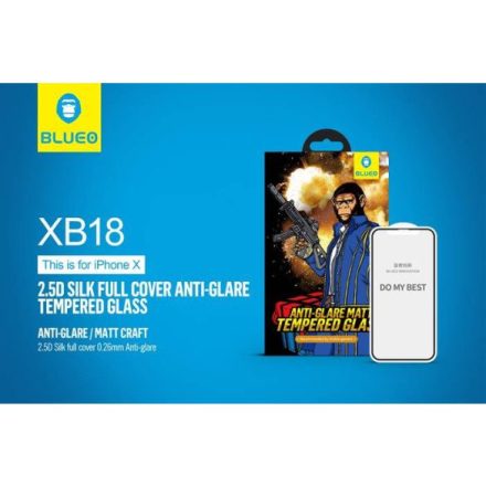 iPhone 7/8 Plus Blueo Anti-Glare 2.5D Silk Full Üvegfólia - Fekete