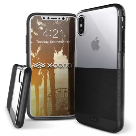 X-Doria Dash védőtok Apple iPhone X/XS, Fekete Bőr
