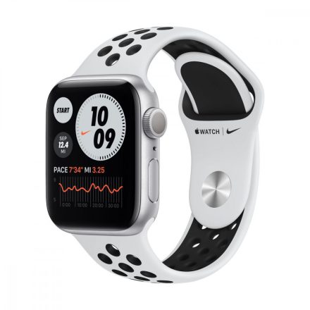 Apple Watch Nike S6 GPS, 40mm Silver Aluminium Case with Pure Platinum/Black Nike Sport Band - Regular