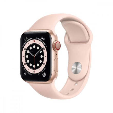 Apple Watch S6 GPS + Cellular, 40mm Gold Aluminium Case with Pink Sand Sport Band - Regular