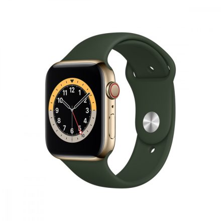 Apple Watch S6 GPS + Cellular, 40mm Gold Stainless Steel Case with Cyprus Green Sport Band - Regular