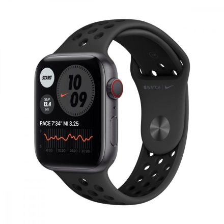 Apple Watch Nike S6 GPS + Cellular, 44mm Space Grey Aluminium Case with Anthracite/Black Nike Sport Band - Regular