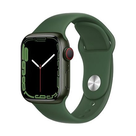 Apple Watch S7 Cellular, 41mm Green Aluminium Case with Clover Sport Band - Regular mkht3hc/a