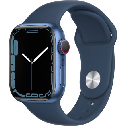 Apple Watch S7 Cellular, 41mm Blue Aluminium Case with Abyss Blue Sport Band - Regular mkhu3hc/a