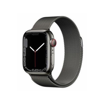 Apple Watch S7 Cellular, 41mm Graphite Stainless Steel Case with Graphite Milanese Loop mkj23hc/a