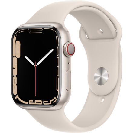 Apple Watch S7 Cellular, 45mm Starlight Aluminium Case with Starlight Sport Band - Regular mkjq3hc/a