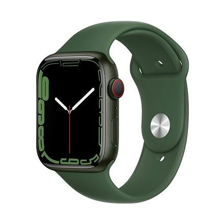 Apple Watch S7 Cellular, 45mm Green Aluminium Case with Clover Sport Band - Regular mkjr3hc/a