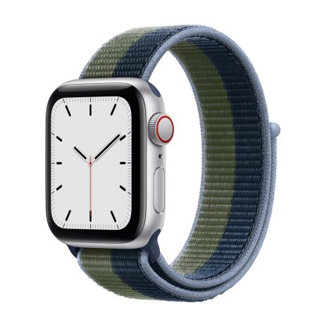 Apple Watch SE (v2) Cellular, 40mm Silver Aluminium Case with Abyss Blue/Moss Green Sport Loop