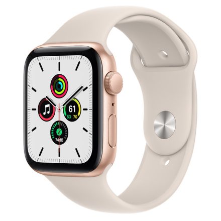 Apple Watch SE (v2) Cellular, 44mm Gold Aluminium Case with Starlight Sport Band - Regular mkt13hc/a