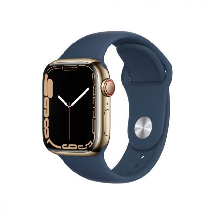 Apple Watch S7 Cellular, 41mm Gold Stainless Steel with Abyss Blue Sport Band - Regular