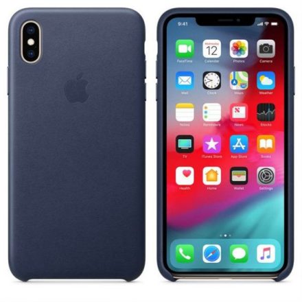 Apple iPhone Xs Max Gyári Bőr Tok, Midnight Blue mrwu2zm/a