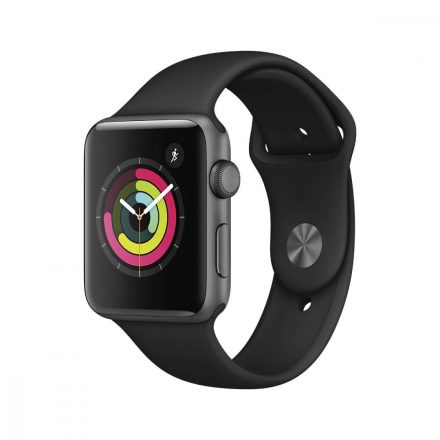 Apple Watch Series 3 GPS, 42mm Space Grey Aluminium Case with Black Sport Band mtf32mp/a