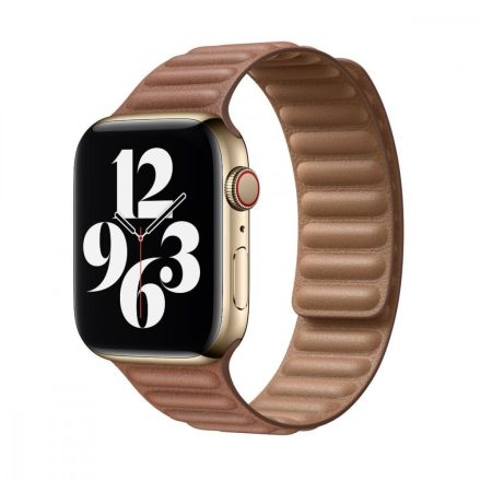 Apple Watch 44mm Band: Saddle Brown Leather Link - Small