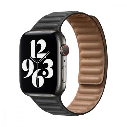 Apple Watch 44mm Band: Black Leather Link - Small