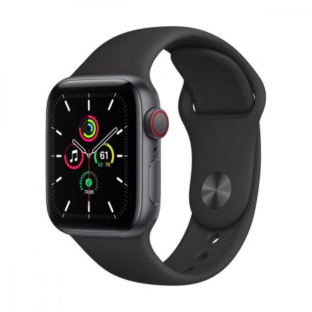 Apple Watch SE GPS + Cellular, 40mm Space Gray Aluminium Case with Black Sport Band - Regular