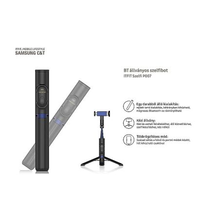 Samsung GP-TOU020SAABW Fekete Selfie stick + tripod