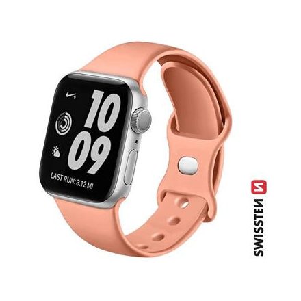 Swissten Apple Watch szilikon szíj 42/44/45/49 mm, narancs pink