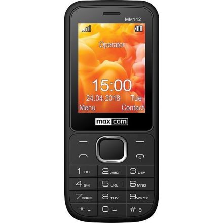 Maxcom MM142 mobiltelefon, dual sim-es kártyafüggetlen, bluetooth-os, fm rádiós fekete (magyar nyelvű menüvel)
