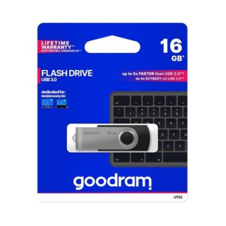 GoodRAM 16GB Flash Drive USB 3.0, 60MB/s max olvasási sebesség, 20MB6s max. írási sebesség  UTS3-0160K0R11