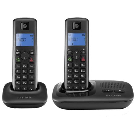 Motorola T412 üz.rögz. Duo Dect telefon, fekete
